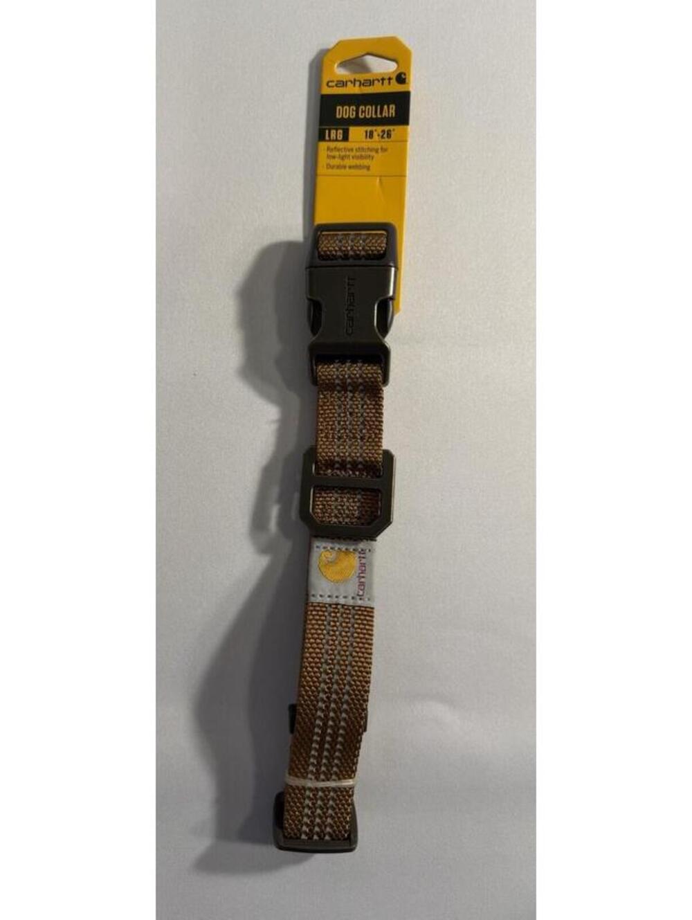 CARHARTT LARGE 18”-26” BROWN DURABLE WEBBING REFLECTIVE ADJUSTABLE DOG COLLAR